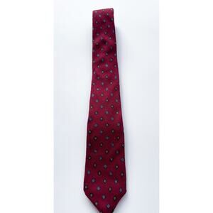 Vintage Cacharel Red and Blue Diamond Pattern Wool and Silk Blend Neck Tie